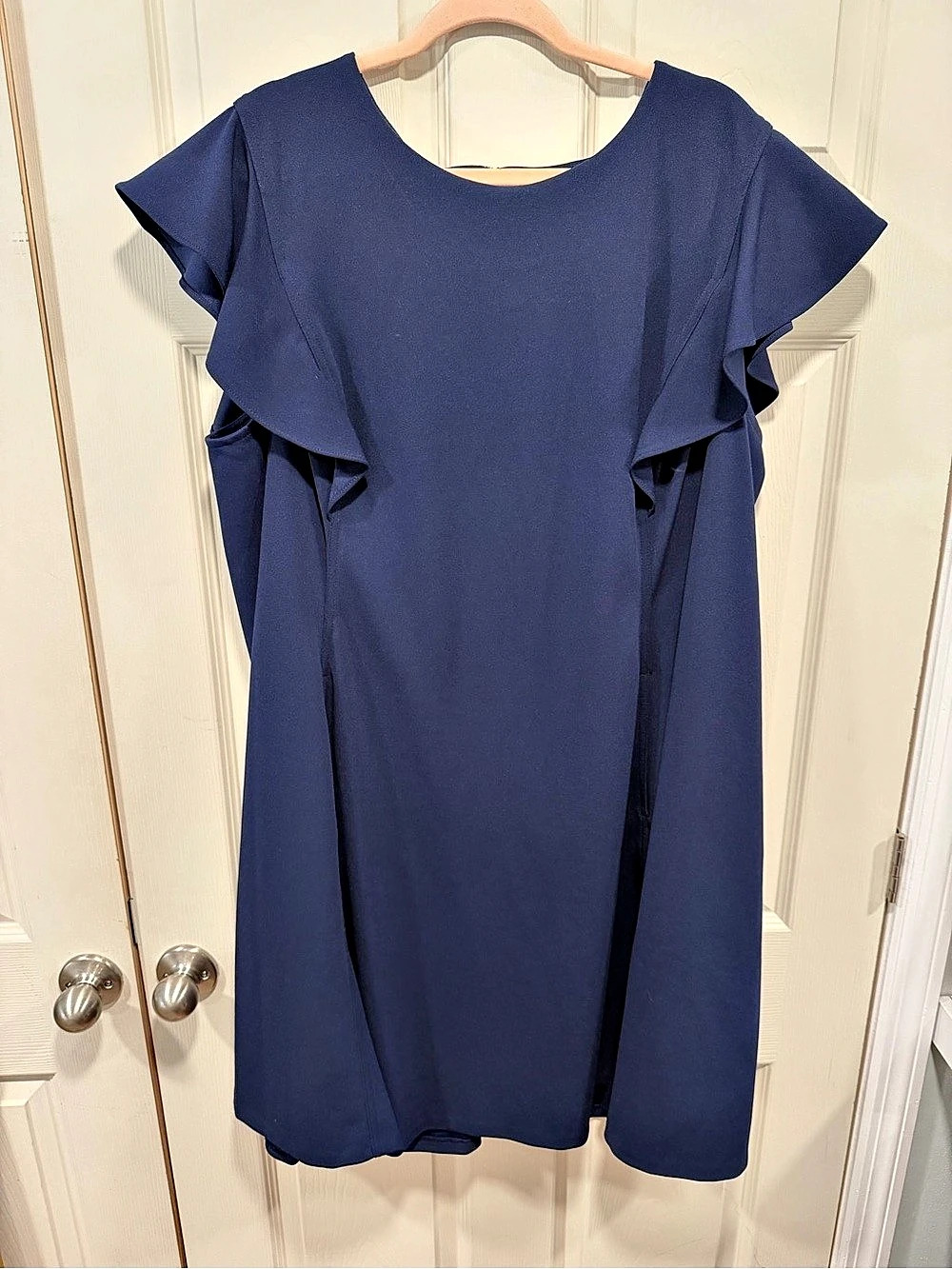 DKNY Ruffle Sleeve Dress in Blue Size 24W Like New